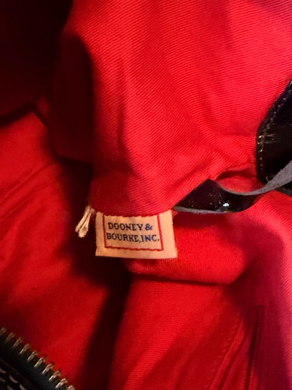 Dooney & Bourke Brown Logo-Print Shoulder Hobo with Black Patent Accents - Picture 6 of 7